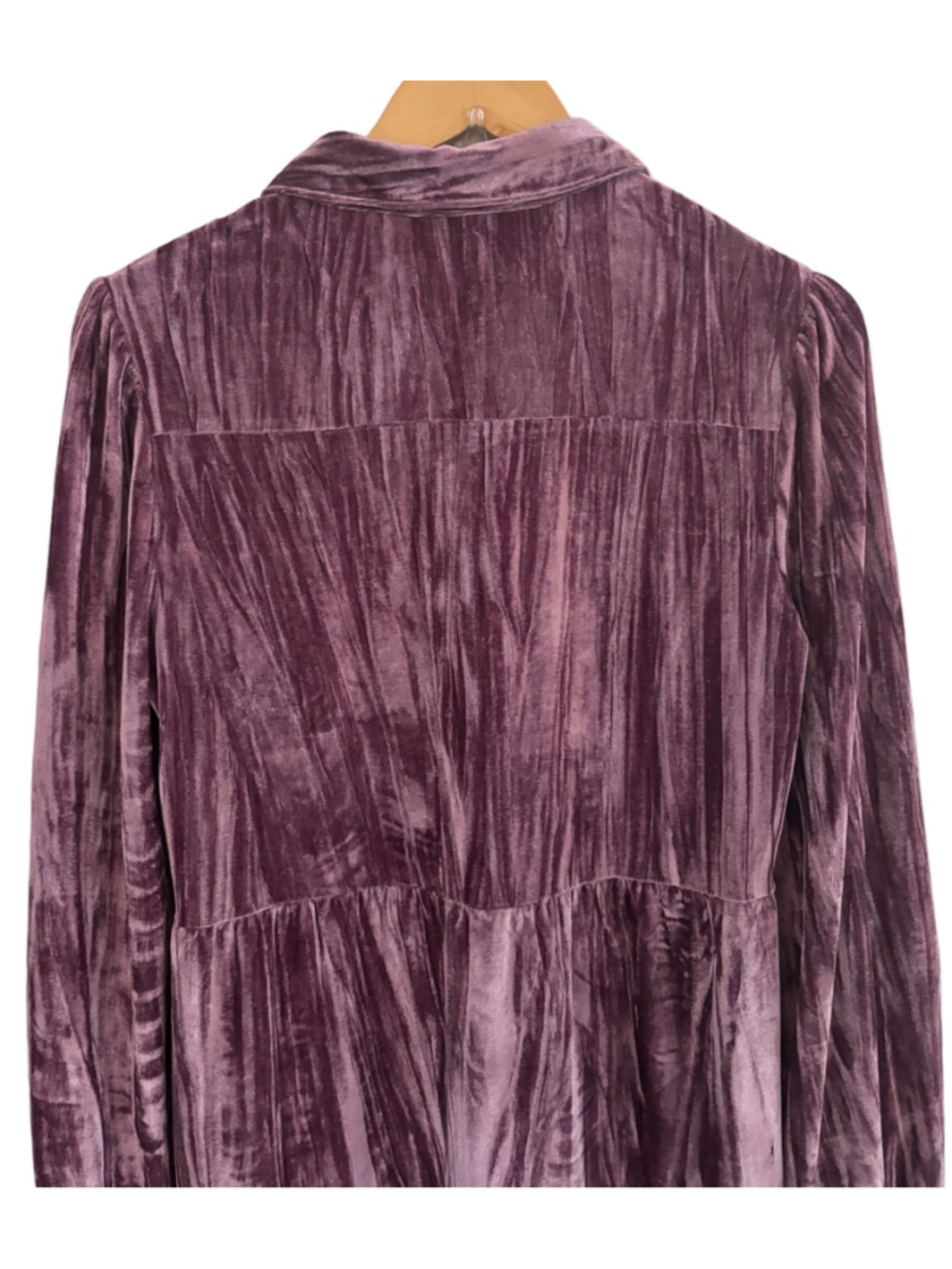 Cato purple crushed stretch velvet lg puff slv shirt dress SZ M goth festival - Picture 8 of 10